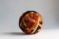 Ready to Ship! Skein: "The Black Flame Candle (5 stripe)" - Deep Golden, Brownish Orange, Fleshy Peach, Pale Yellow, Double Thick Black