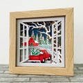 Christmas On Farm Shadow Box SVG / 3D Red Barn Winter Christmas Decoration/ 3D Layer Winter Day Window/ Cricut Project/ For Silhouette