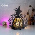 Witch Flower Lantern Template - Witch Lantern SVG - DIY Halloween Lantern Paper Cut - 3D Halloween Papercut Light Box