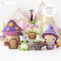 5-in-1 Midnight Swamp crochet pattern ?Mini Kingdom? collection halloween AradiyaToys Amigurumi tutorial PDF file witch frog venus fly trap