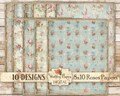 Shabby Chic Roses Printable Digital Paper DIY Junk Journal Vintage Feed Sack Country French Farmhouse 8X10 Rustic Scrapbook Cottage Craft