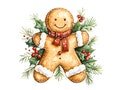 10 Christmas Gingerbread Man Clipart, Digital Watercolor Painting, Festive Graphics, Holiday Decoration Clip Art Bundle, Cookie Illustration