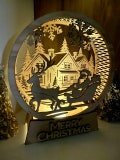 Scene Christmas Lantern Laser Cut Lamp Snowy Candle Holder, Winter Wonderland Decoration Night Light Christmas Decor Laser