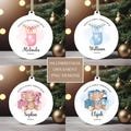 Baby's First Christmas 2024 Ornament PNG Bundle, Round Ornament Sublimation, Custom Xmas Bauble PNG, Personalized Baby Ornament Designs.