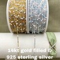 Premium Glitter Blue & White 14kt Gold Filled or Sterling Silver Enamel Chain - Colorful Cable Satellite Permanent Jewelry - Dot Enamel CE18