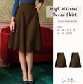 High Waisted Tweed Midi Skirt Sewing Pattern, Cottagecore Vintage Midi Flare Skirt Pattern, Suitable for A0, A4 US Letter Size US 2 to 30