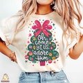 Oh Come Let Us Adore Him Png, Coquette Christmas Tree Png, Christmas Vibes Png, Christian Christmas Png, Sublimation Designs, Digital File