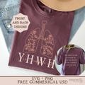 floral YHWH svg bible verse shirt png Christian tshirt svg front and back shirt design faith inspired sublimation design Christian gift svg