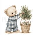 11 Adorable Teddy bear clipart, Christmas tree minimalistic nursery printable card, sticker, craft paper, scrapbooking, digital download png