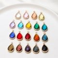 10pcs Crystal Glass Teardrop Charm Pendant,28 colors Glass Faceted Lucite Pendant,Water drop Gemstone Charms, Jewelry Supplies, 10x18mm