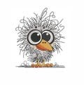 Funny Crazy Bird Embroidery Design, Cute Bird Machine Embroidery File, 7 sizes, Instant download.