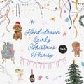 Whimsical Hand-Drawn Christmas Clipart - Modern Christmas decor icons png - Watercolor Quirky Christmas Whimsy doodles card - Winter invites