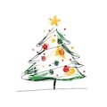 10 Line Art Christmas Tree Clipart, Minimalistic, Printable Watercolor clipart, High Quality JPG/PNG, Digital download, Paper craft, journal