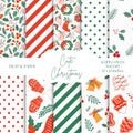 Cute Christmas Digital Paper, Red Green Pink Christmas Backgrounds, Candy Cane Seamless Patterns, Holly, Polka Dots, Holiday Scrapbook Paper