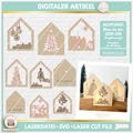 Christmas Laser Cut File for Wide Light House Fronts SVG, Christmas Replacement Front SVG, Mistletoe Front, Canal Houses SVG, commercial