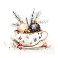 10 Christmas Tea Cup Clipart, Christmas Card, Printable Watercolor clipart, High Quality JPGs, Digital download, Paper craft, junk journals