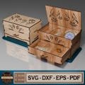 Laser Cut Jewelry Box SVG File, Flower Pattern Lid and Drawer Organizer Template, Custom Jewelry Storage Box for Laser Cutting