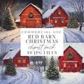 Country Christmas Barn Clipart Watercolor Red Christmas Barn JPG Winter Farm Graphics Christmas Farm Scene Journal Page Scrapbook Printable