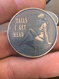 Cheeky Adults-Only Coin Design File - "Tails I Get Head" Decision Coin Engraving Template - Instant Download JPEG, PNG, BMP, Svg, Lightburn.