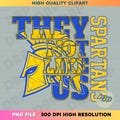 They Not Like Us Spartans PNG, Royal Gold Spartans Spirit Mascot Design, High School Spirit Sweatshirt Sublimation, Spartan Football Shirt.