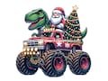 Christmas Santa T-Rex Dinosaur Monster Truck PNG Cute Baby Onesie Clipart Funny Sublimation Design Kid Boy Graphic Shirt Digital Download