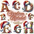 Christmas Alphabet Png Bundle, Christmas Letters Png Santa Hat Letter Tumbler Wrap Mugs Christmas Ornament Keepsake Commercial Use Png