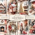 Farmhouse Christmas-4 Junk Journal Kit, Rustic Christmas Printable Pages, Cozy Winter Scrapbook Paper, Printable Collage, Winter Ephemera