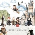 Cute Wizard School Clipart - Watercolor Clipart - Sweet Witch Clipart  - Birthday Clipart - Kids Clipart - COMMERCIAL LICENSE INCLUDED