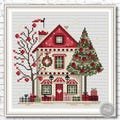 Cross stitch pattern Merry Christmas house, Winter house cross stitch, Merry Christmas village, Christmas tree. Instant download PDF