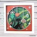 Boho Christmas Cat shadow box svg, Mid Century Modern cat shadow box svg, Mid Century Modern Christmas?s decor, Cricut Projects, silhouette