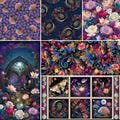 Night Garden Fabric Collection By The Yard 100% Premium Cotton by Blank Quilting panel geckos owls hedgehogs floral garden critters vivid