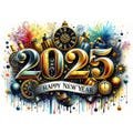 Happy New Year 2025 Clipart Set 2 - 12 High Quality JPGs, Digital Paper Crafting, Digital Planner, Apparel, Watercolor, Digital Download