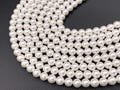 White Shell Pearl Smooth Round Beads Pearl Powder Coated Shell Beads Around 15" Available in 7 Sizes (1 Strand)