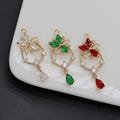 6pcs Gold Plated CZ Paved Flower Pendant, Cubic Zirconia Crystal Dripping Charm Pendant, DIY Necklace Attachment Jewelry Findings