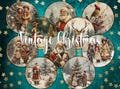 10 Vintage Christmas Victorian Art Round Images PNG and 2 Digital Printable Stamperia Decoupage Papers Styled Collage Sheets for DIY Project