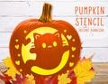 Ghost Pumpkin Stencil, Cute Cat Ghost Printable Pumpkin Stencil, Jack O' Lantern, Pumpkin Carving Template, Halloween Ghost Cat, Digital