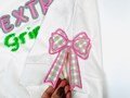 New Gingham Checked plaid Side seam Bow machine embroidery designs Sweatshirt trendy Christmas decoration split seam 5, 6, 7 and 8 inches