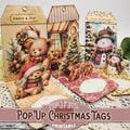 Christmas Printable, Pop Up Tags, Pop Up Cards, Set of 3, Tutorial, Cricut, Snowman, Christmas Tree, Christmas Teddy Bears