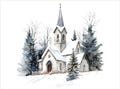 10 Christmas Church Festive Clipart Set Digital Watercolor Painting Charming Winter Chapel Scene Illustration Snowy Holiday Clip Art Bundle