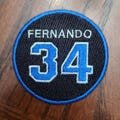 Doyers #34 Patch, Fernando Valenzuela, El Toro Memorial Patch, Los Angeles Iron-on Patch