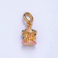 Enamel Carnival Merry Go Round Carousel 24k Gold Filled Multidimensional Drop Charm | AC-180