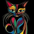 14 Cat Abstract Clipart, Black Cat Digital Images, Artistic Cat Wall Art, Print Cat, Download Cat, Commercial Use Cat Art, High Quality JPG
