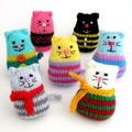 New - Colourful Kitties - Pocket Pals - Children's favourite, Knitted cats - Great stash busters - pdf instant download