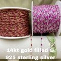 Premium Fuchsia 14kt Gold Filled or Sterling Silver Enamel Chain - Colorful Paperclip Chain Permanent Jewelry - Sunburst Enamel Chain CE14