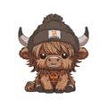 Baby Highland Cow Embroidery File, Farm Animal Embroidery Design, Cute Highland Cow Embroidery Design, Digital Download, 4 Sizes