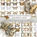 MOTH & PAPER FLUTTER ephemera pack, layered moths fussy cut images for junk journal, scrapbook, notebooks and cards