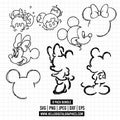 1822 - Mickeey and minnie Mouse silhouette pack bundle SVG, EPS, PNG. Disneyy characters Outline clipart vector. Mickeyy and Miniee svg