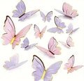 40pcs Whimsical Butterfly Cake Topper Set - 3D Pink and Purple Paper Butterflies for Wedding, Birthday, Bridal Shower Decor