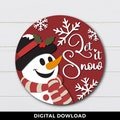 Let It Snow Door Hanger Svg, Snowman Sign Svg, Merry Christmas Sign Svg, Snowflake Svg, Front Door Decor, Laser Cut Files, For Glowforge