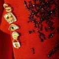 Vintage gold surrealist buttons, evil eye buttons, keyhole buttons, fashion large buttons, DIY fashion accessory, anatomy button accessories